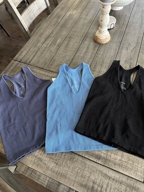 Racerback Ribbed Tank Top - Black, Blue, Lavender